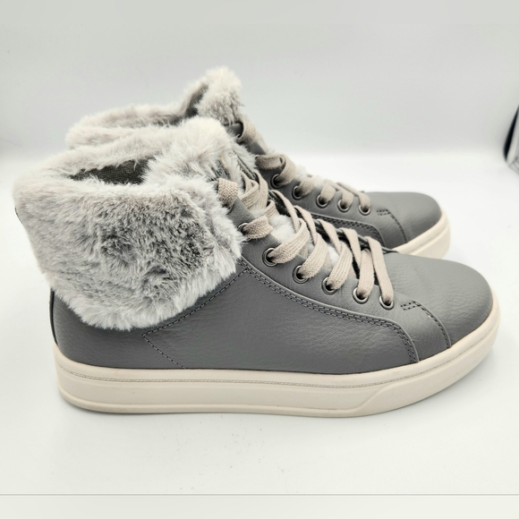 Koolaburra Womens 6 Sundell Fuzz High Top Sneaker Grey Faux Fur Collar By UGG - Picture 4 of 13